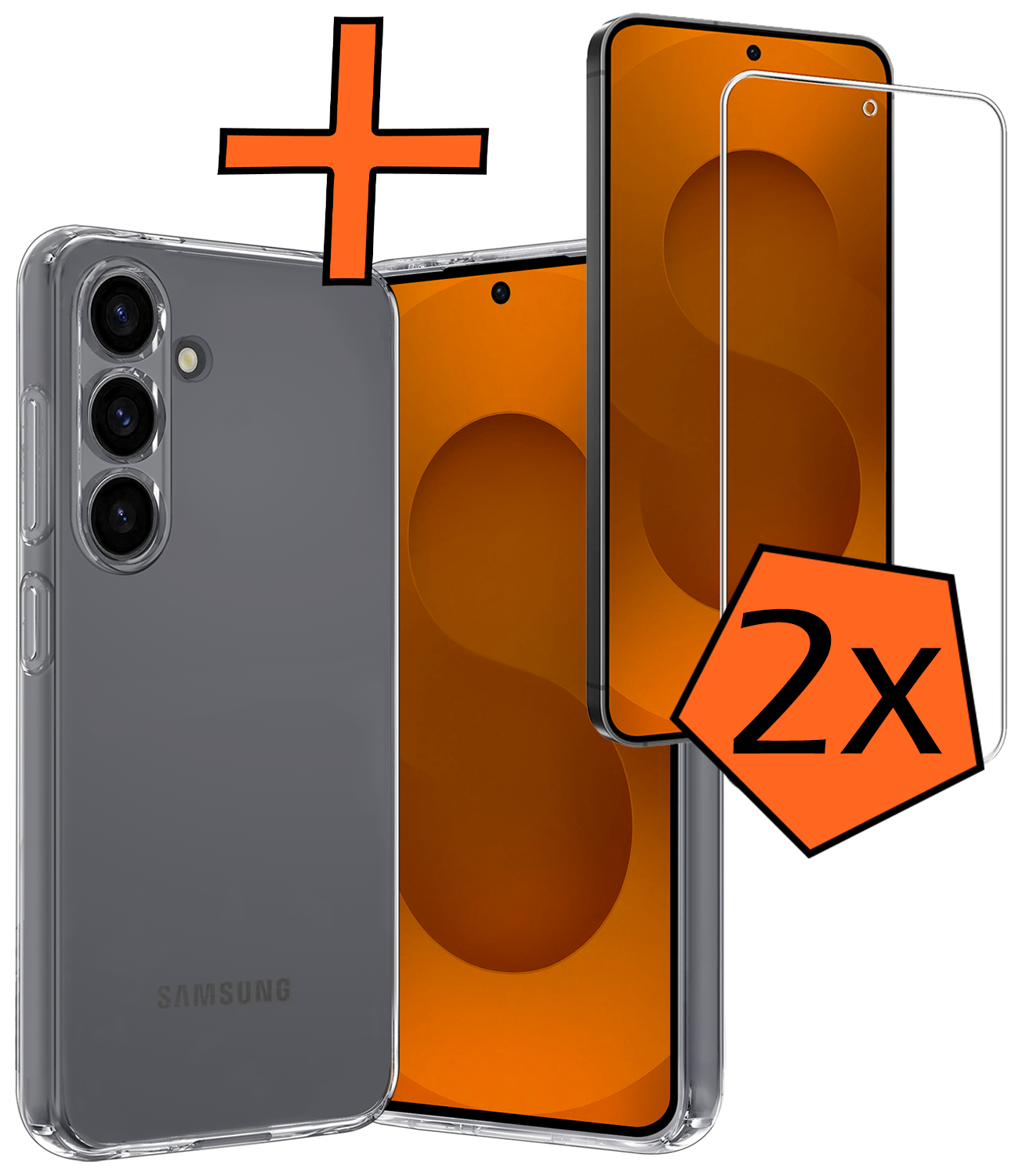 Nomfy Nomfy Samsung Galaxy S25 FE Hoesje Siliconen Met 2x Screenprotector - Transparant