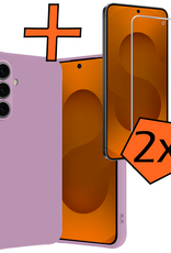 Nomfy Nomfy Samsung Galaxy S25 FE Hoesje Siliconen Met 2x Screenprotector - Lila