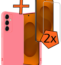 Nomfy Nomfy Samsung Galaxy S25 FE Hoesje Siliconen Met 2x Screenprotector - Lichtroze