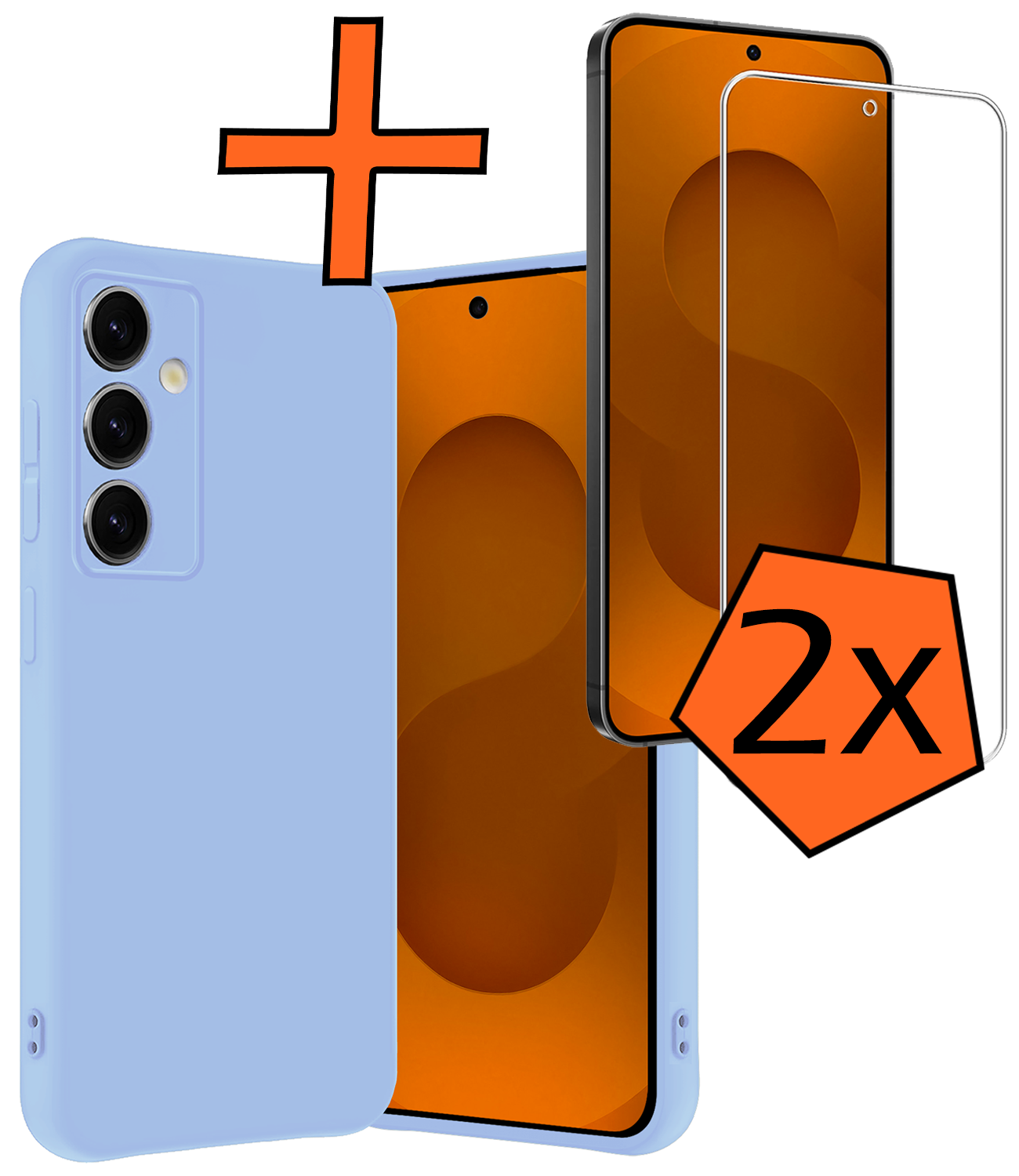 Nomfy Nomfy Samsung Galaxy S25 FE Hoesje Siliconen Met 2x Screenprotector - Lichtblauw