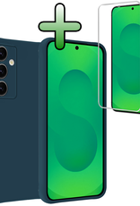 BASEY. BASEY. Samsung Galaxy S25 FE Hoesje Siliconen Met Screenprotector - Donkerblauw