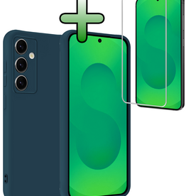 BASEY. BASEY. Samsung Galaxy S25 FE Hoesje Siliconen Met Screenprotector - Donkerblauw