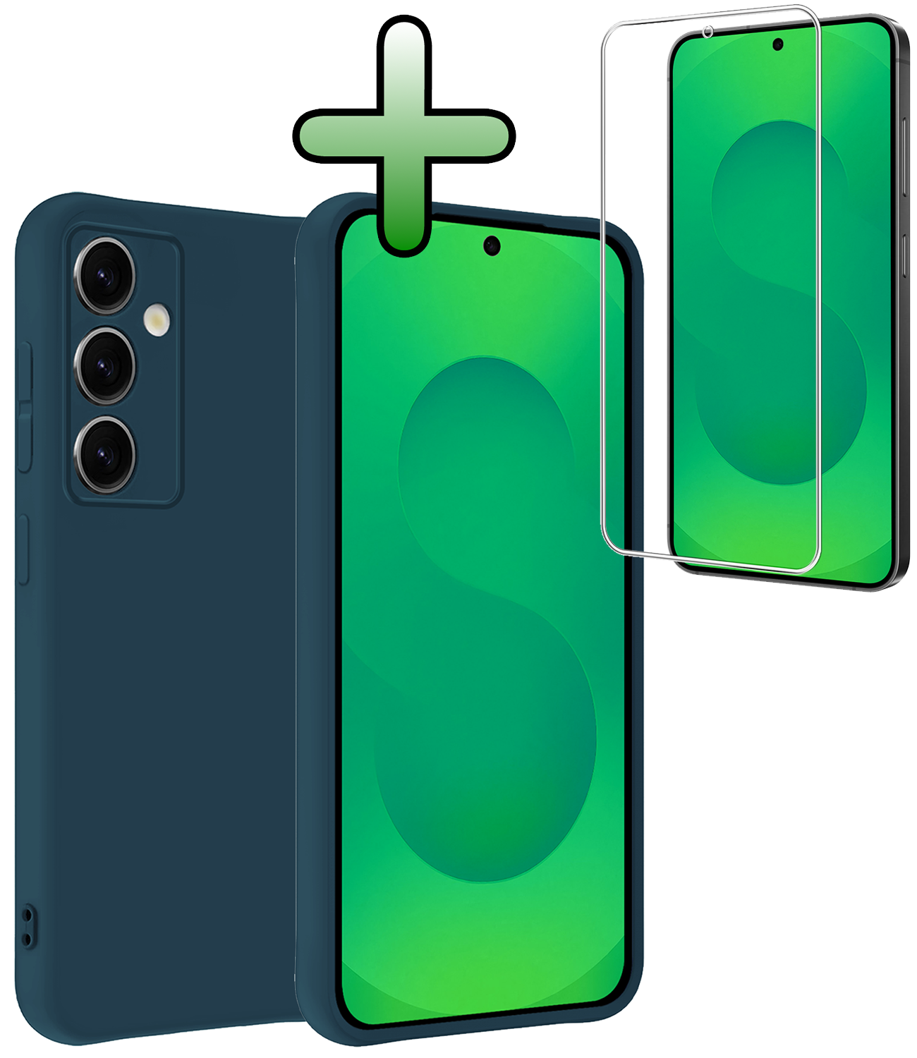 BASEY. BASEY. Samsung Galaxy S25 FE Hoesje Siliconen Met Screenprotector - Donkerblauw