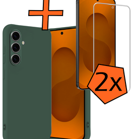 Nomfy Nomfy Samsung Galaxy S25 FE Hoesje Siliconen Met 2x Screenprotector - Donkergroen