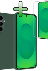 BASEY. BASEY. Samsung Galaxy S25 FE Hoesje Siliconen Met Screenprotector - Donkergroen
