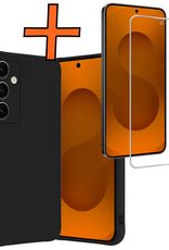 Nomfy Nomfy Samsung Galaxy S25 FE Hoesje Siliconen Met Screenprotector - Zwart