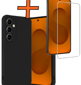 Nomfy Nomfy Samsung Galaxy S25 FE Hoesje Siliconen Met Screenprotector - Zwart