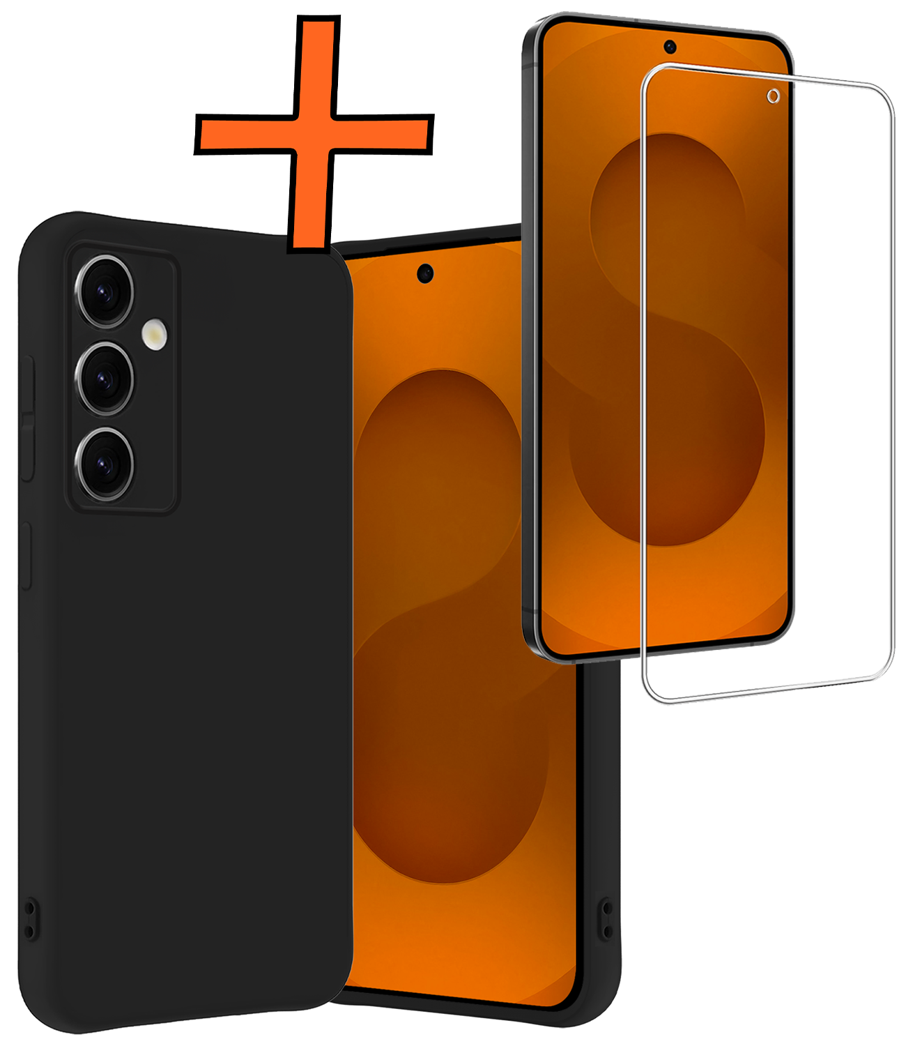 Nomfy Nomfy Samsung Galaxy S25 FE Hoesje Siliconen Met Screenprotector - Zwart