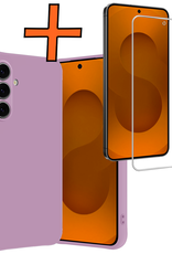 Nomfy Nomfy Samsung Galaxy S25 FE Hoesje Siliconen Met Screenprotector - Lila