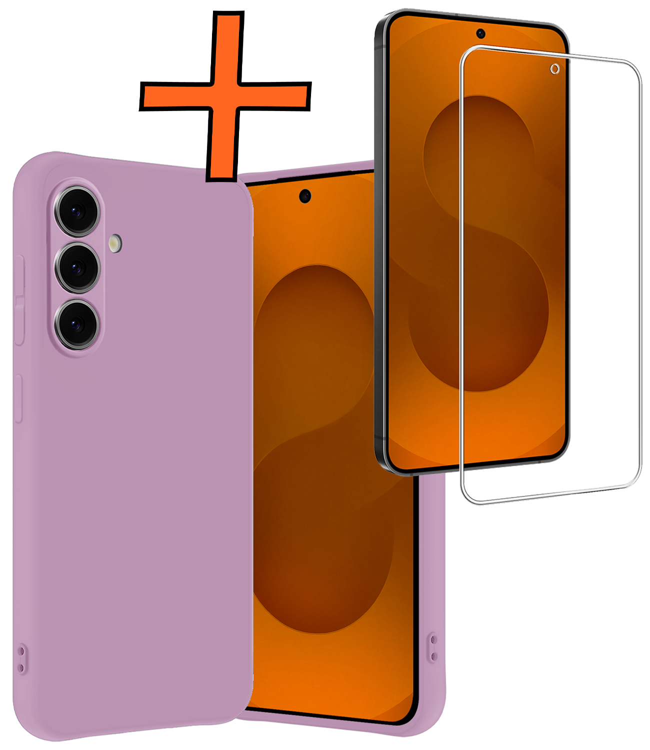 Nomfy Nomfy Samsung Galaxy S25 FE Hoesje Siliconen Met Screenprotector - Lila