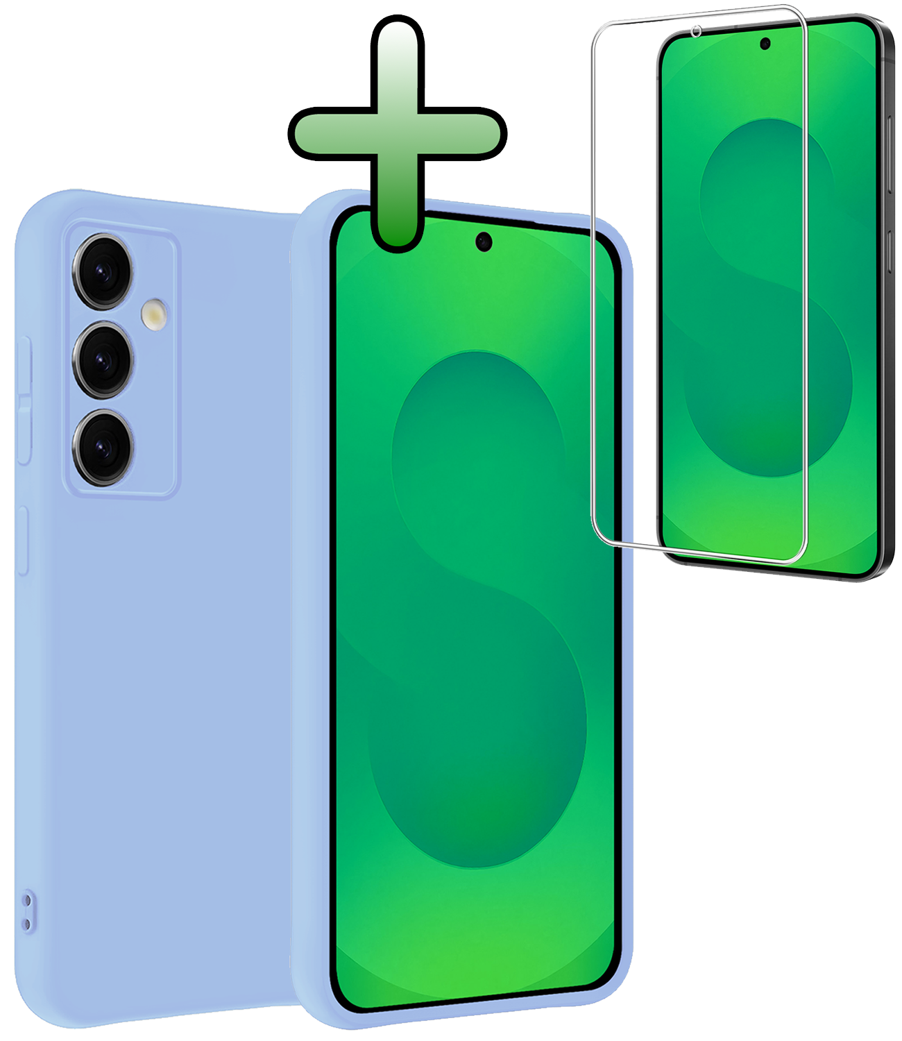 BASEY. BASEY. Samsung Galaxy S25 FE Hoesje Siliconen Met Screenprotector - Lichtblauw