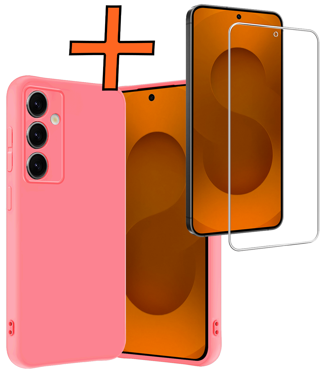 Nomfy Nomfy Samsung Galaxy S25 FE Hoesje Siliconen Met Screenprotector - Lichtroze