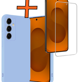Nomfy Nomfy Samsung Galaxy S25 FE Hoesje Siliconen Met Screenprotector - Lichtblauw