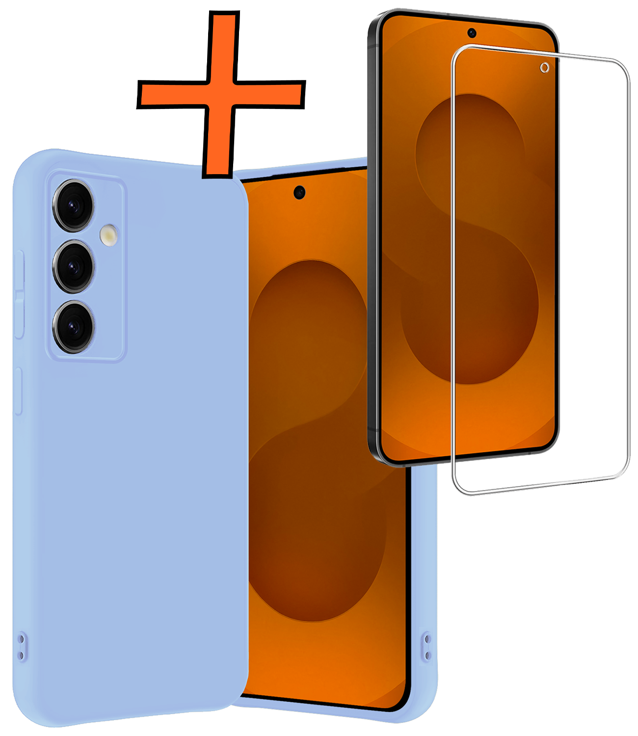 Nomfy Nomfy Samsung Galaxy S25 FE Hoesje Siliconen Met Screenprotector - Lichtblauw