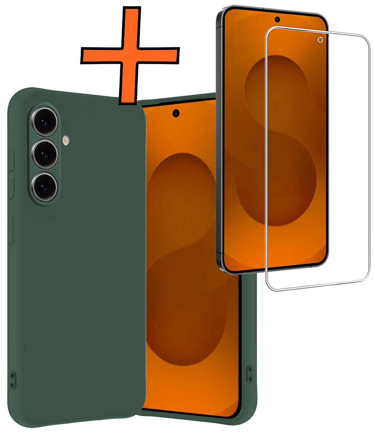 Nomfy Nomfy Samsung Galaxy S25 FE Hoesje Siliconen Met Screenprotector - Donkergroen