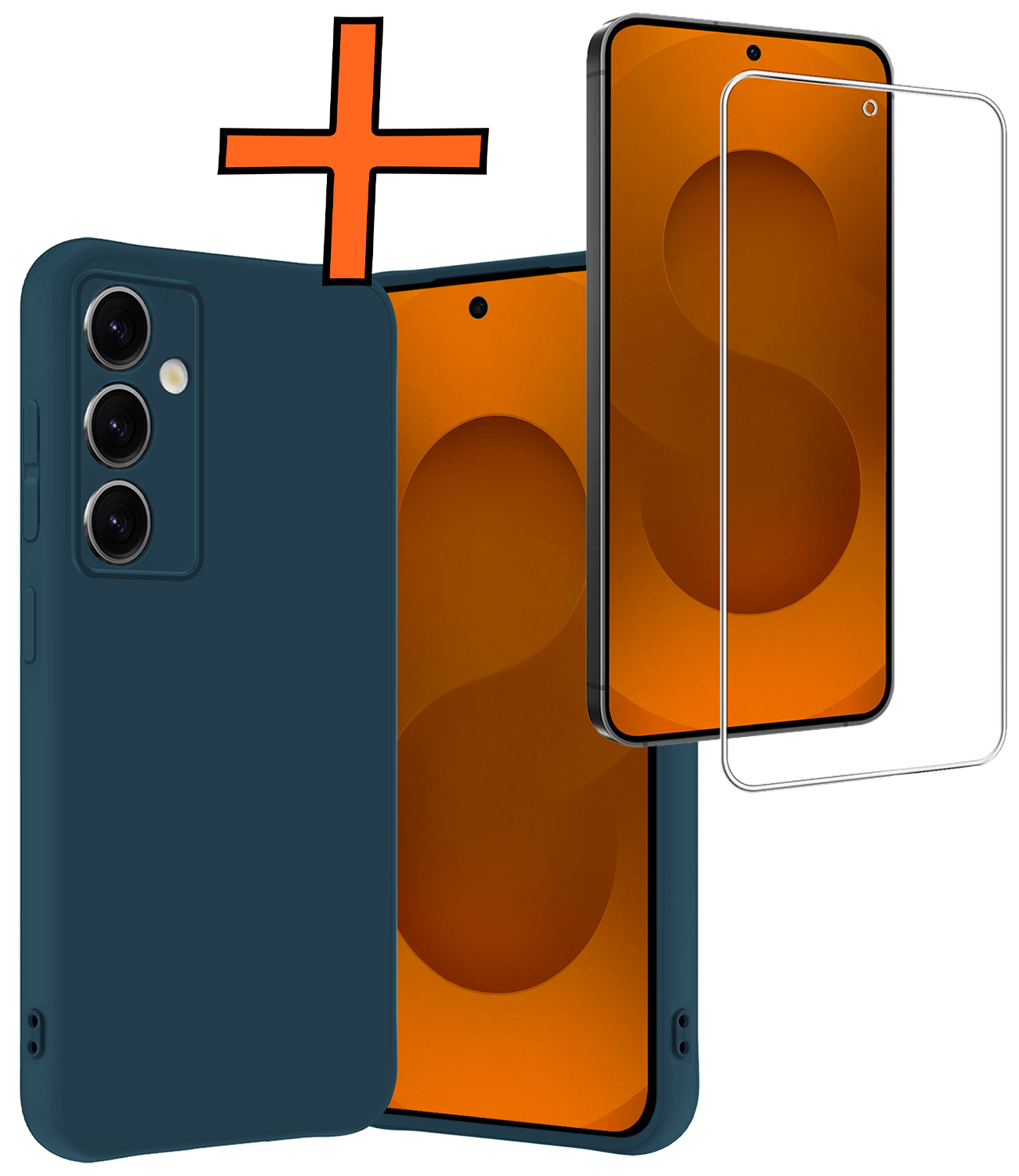 Nomfy Nomfy Samsung Galaxy S25 FE Hoesje Siliconen Met Screenprotector - Donkerblauw