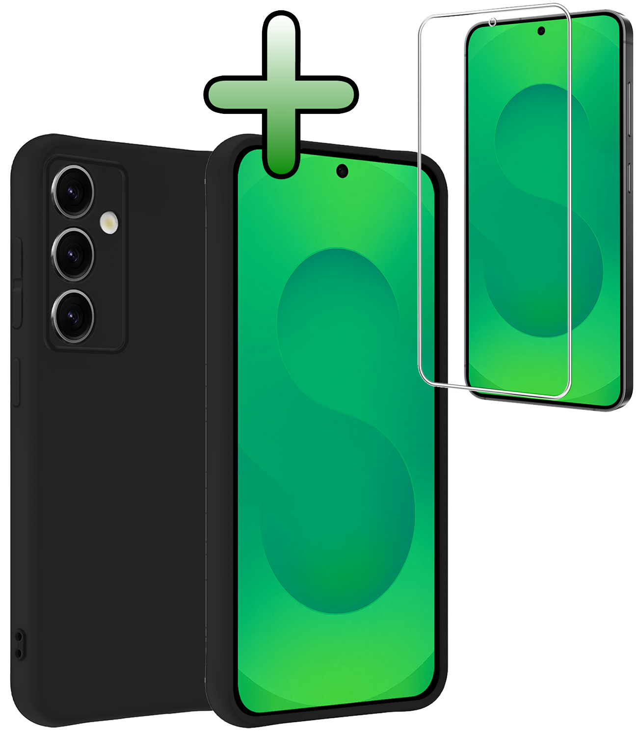 BASEY. BASEY. Samsung Galaxy S25 FE Hoesje Siliconen Met Screenprotector - Zwart