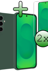 BASEY. BASEY. Samsung Galaxy S25 FE Hoesje Siliconen Met 2x Screenprotector - Donkergroen