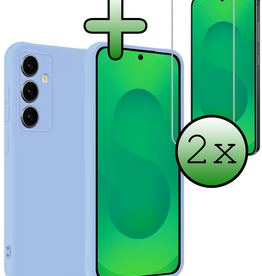 BASEY. BASEY. Samsung Galaxy S25 FE Hoesje Siliconen Met 2x Screenprotector - Lichtblauw