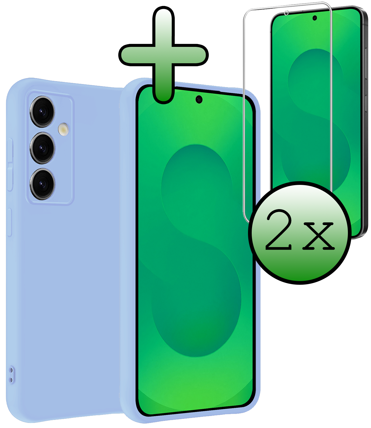 BASEY. BASEY. Samsung Galaxy S25 FE Hoesje Siliconen Met 2x Screenprotector - Lichtblauw