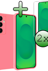 BASEY. BASEY. Samsung Galaxy S25 FE Hoesje Siliconen Met 2x Screenprotector - Lichtroze