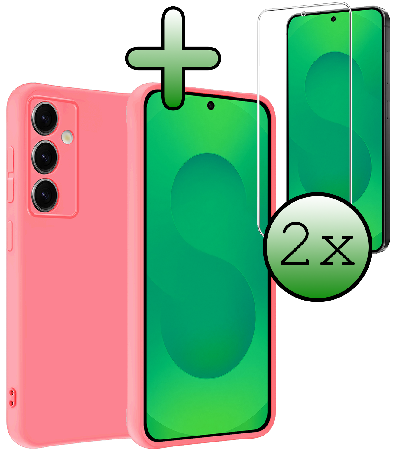 BASEY. BASEY. Samsung Galaxy S25 FE Hoesje Siliconen Met 2x Screenprotector - Lichtroze