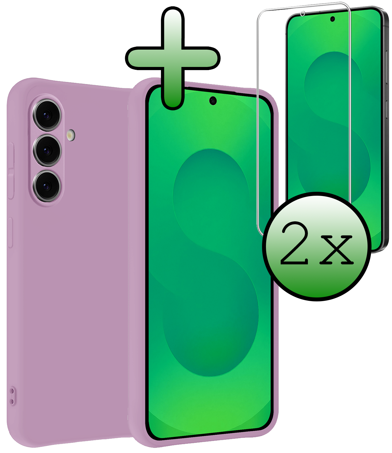 BASEY. BASEY. Samsung Galaxy S25 FE Hoesje Siliconen Met 2x Screenprotector - Lila