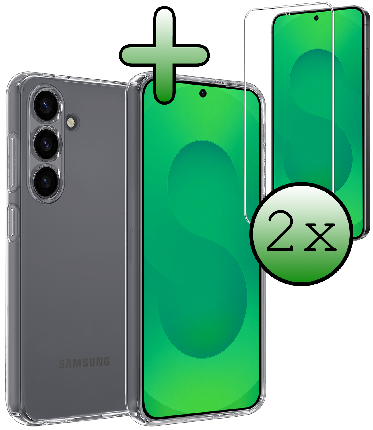 BASEY. BASEY. Samsung Galaxy S25 FE Hoesje Siliconen Met 2x Screenprotector - Transparant