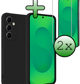 BASEY. BASEY. Samsung Galaxy S25 FE Hoesje Siliconen Met 2x Screenprotector - Zwart