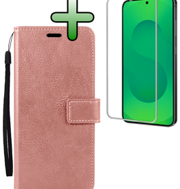 BASEY. BASEY. Samsung Galaxy S25 FE Hoesje Bookcase Met Screenprotector - Rose Goud