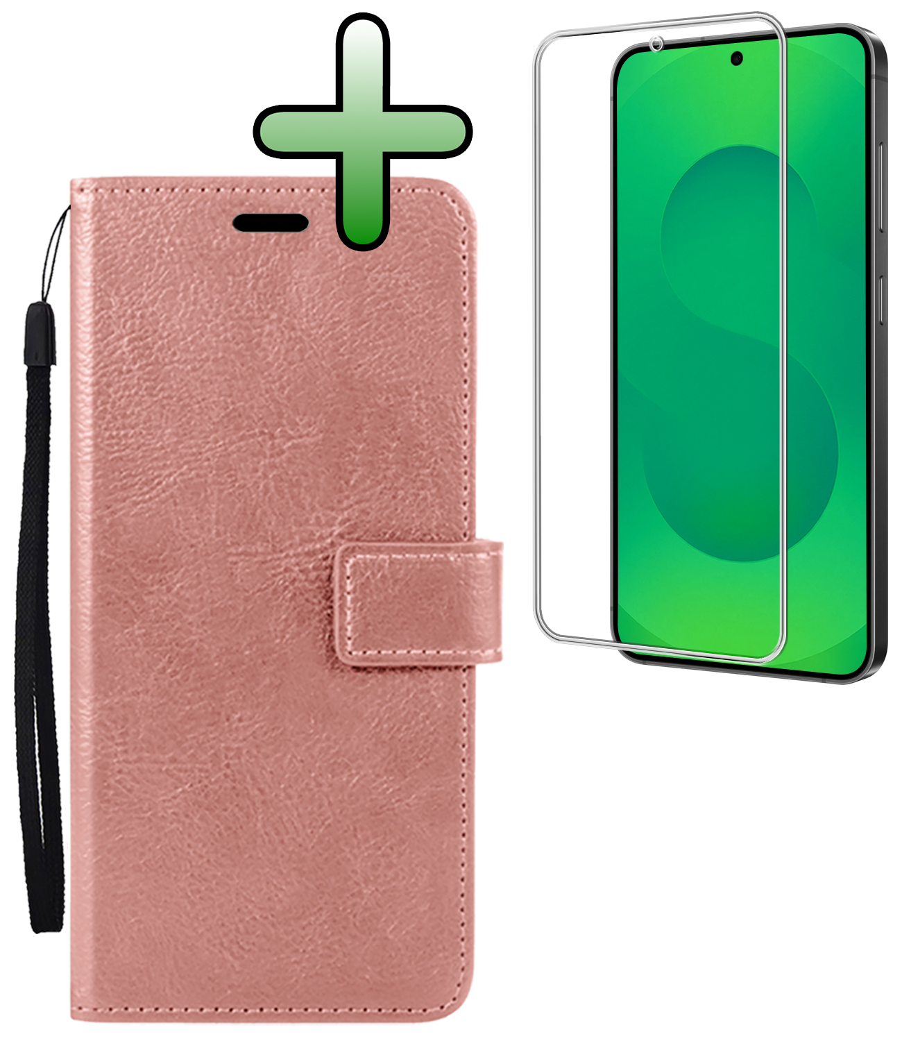 BASEY. BASEY. Samsung Galaxy S25 FE Hoesje Bookcase Met Screenprotector - Rose Goud