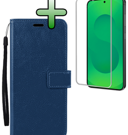 BASEY. BASEY. Samsung Galaxy S25 FE Hoesje Bookcase Met Screenprotector - Donkerblauw