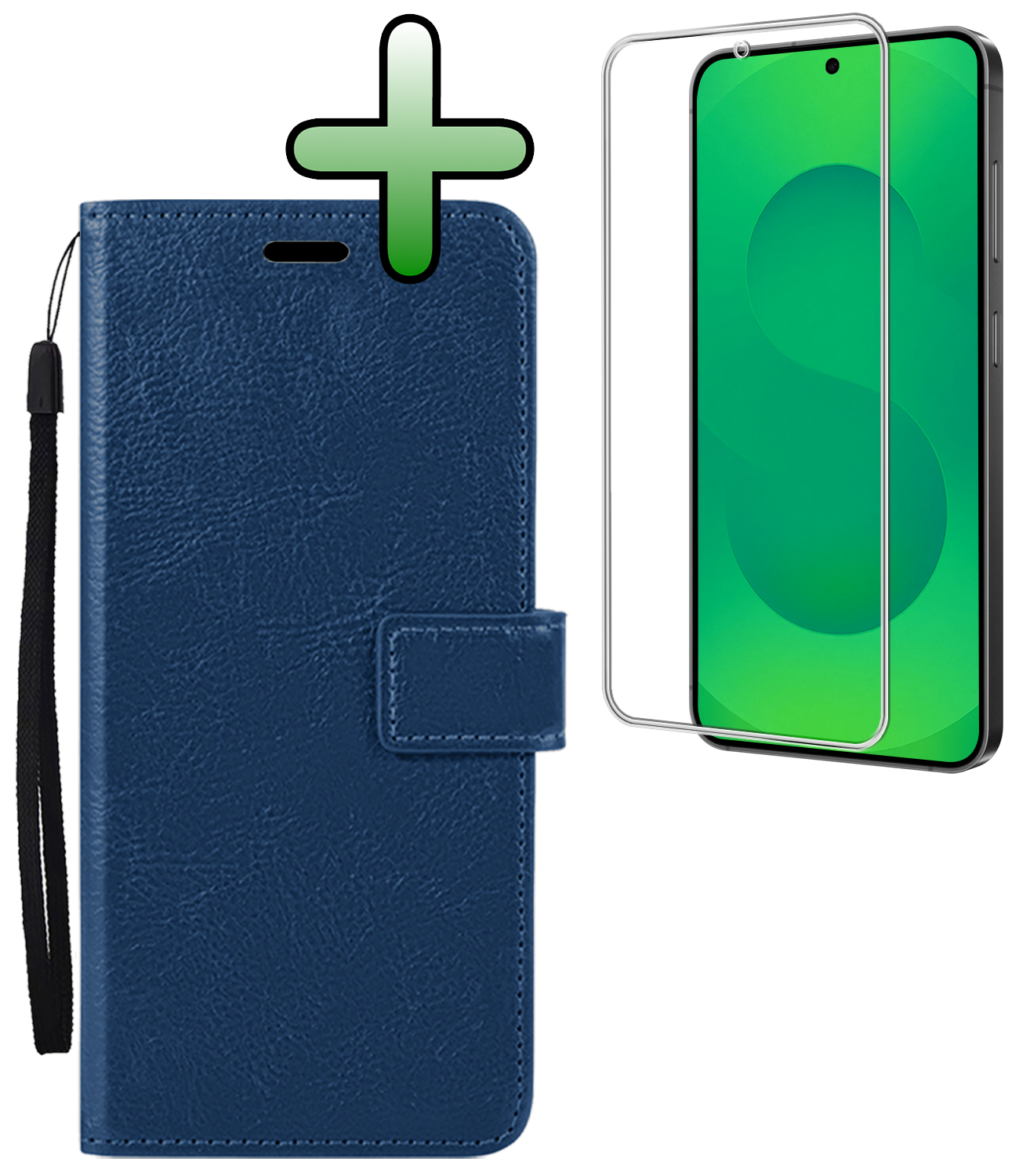 BASEY. BASEY. Samsung Galaxy S25 FE Hoesje Bookcase Met Screenprotector - Donkerblauw