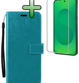 BASEY. BASEY. Samsung Galaxy S25 FE Hoesje Bookcase Met Screenprotector - Turquoise