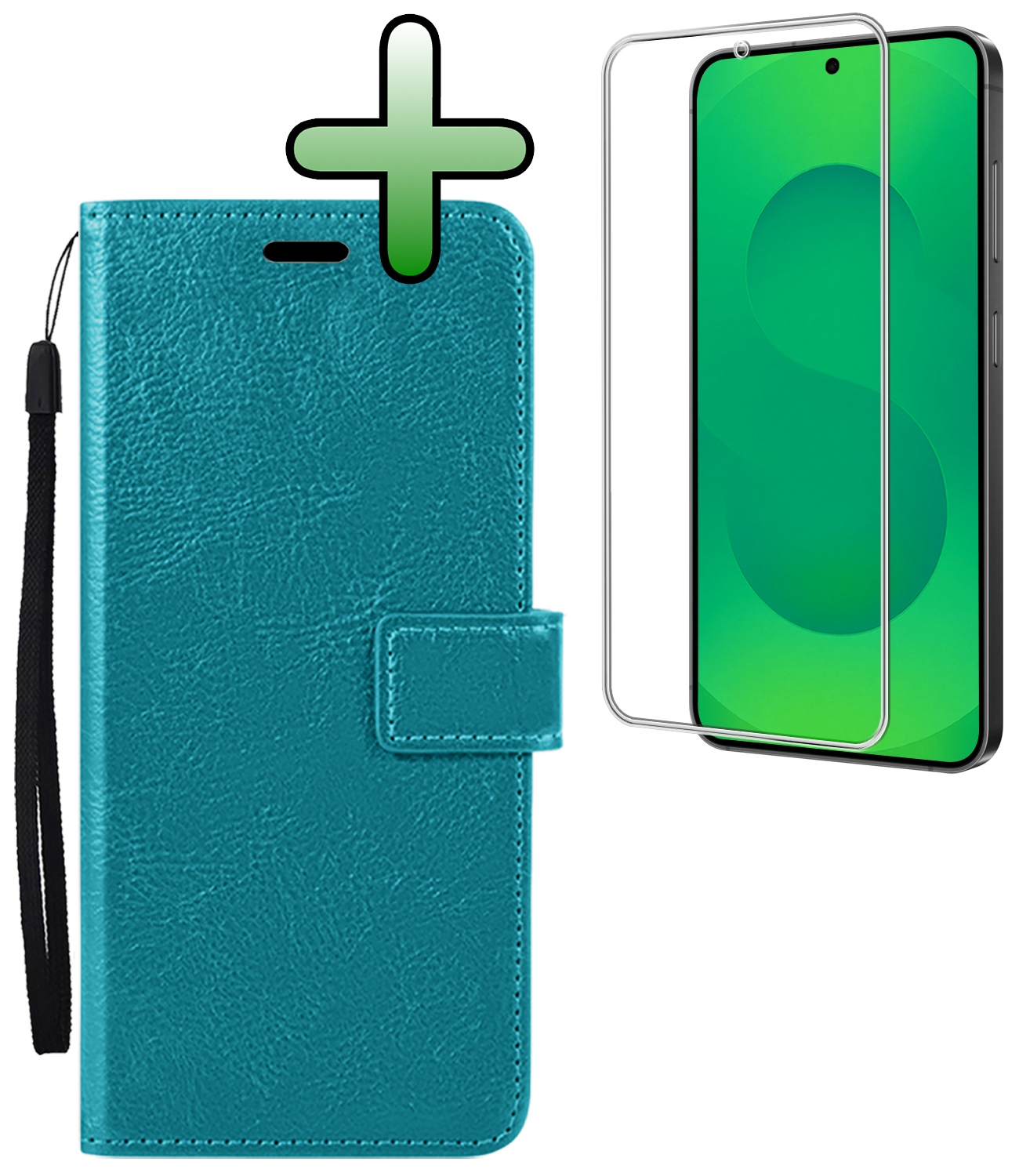 BASEY. BASEY. Samsung Galaxy S25 FE Hoesje Bookcase Met Screenprotector - Turquoise