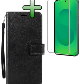 BASEY. BASEY. Samsung Galaxy S25 FE Hoesje Bookcase Met Screenprotector - Zwart