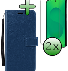 BASEY. BASEY. Samsung Galaxy S25 FE Hoesje Bookcase Met 2x Screenprotector - Donkerblauw