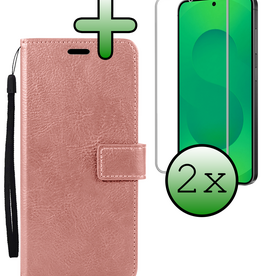 BASEY. BASEY. Samsung Galaxy S25 FE Hoesje Bookcase Met 2x Screenprotector - Rose Goud