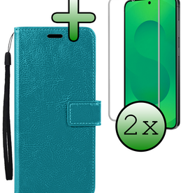 BASEY. BASEY. Samsung Galaxy S25 FE Hoesje Bookcase Met 2x Screenprotector - Turquoise
