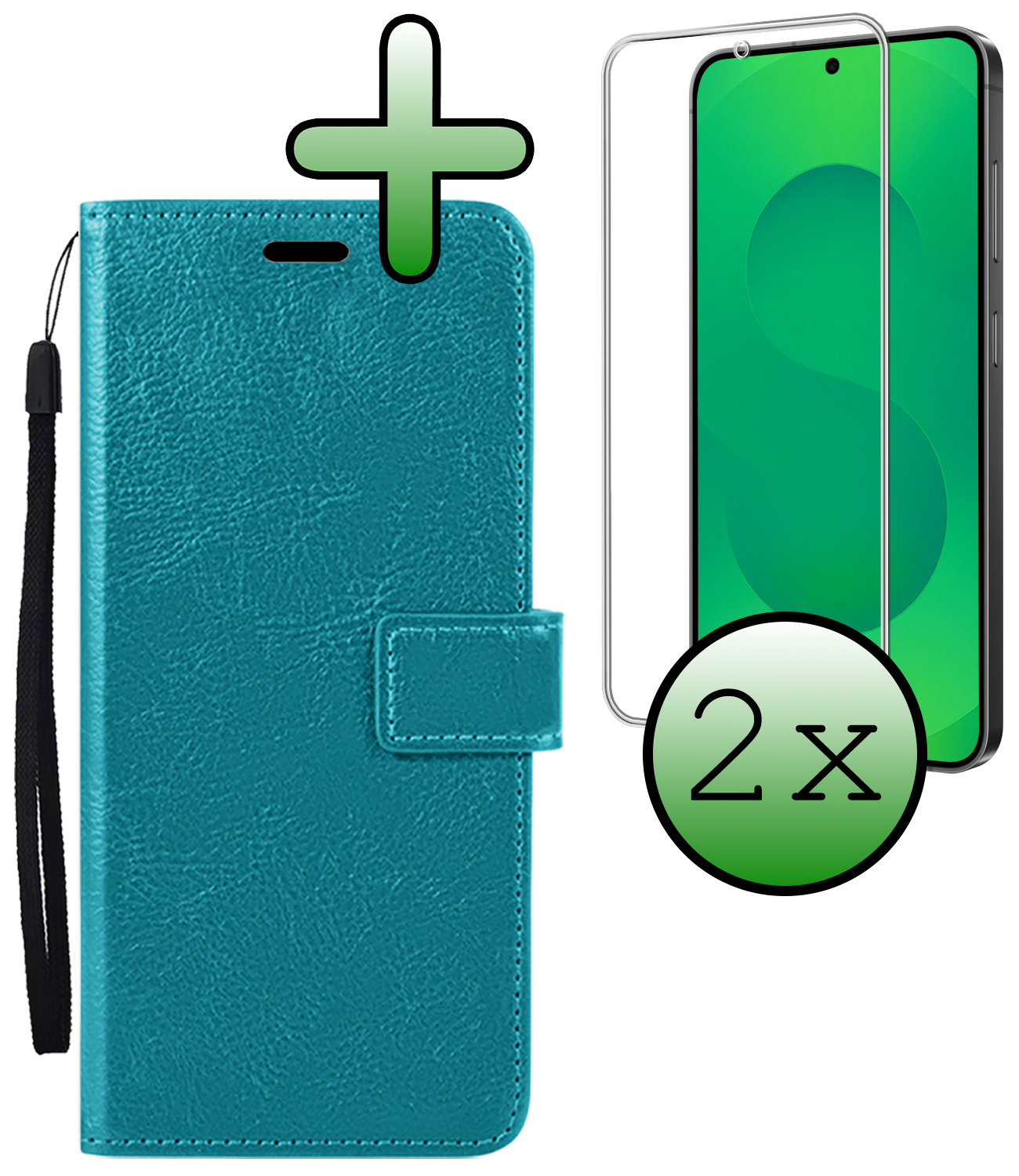 BASEY. BASEY. Samsung Galaxy S25 FE Hoesje Bookcase Met 2x Screenprotector - Turquoise