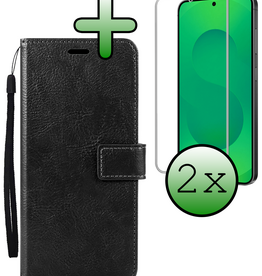 BASEY. BASEY. Samsung Galaxy S25 FE Hoesje Bookcase Met 2x Screenprotector - Zwart