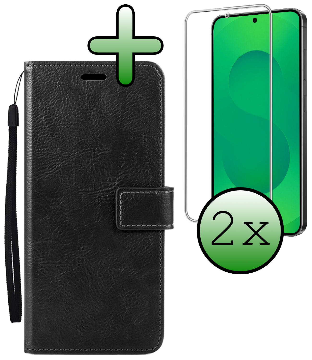 BASEY. BASEY. Samsung Galaxy S25 FE Hoesje Bookcase Met 2x Screenprotector - Zwart