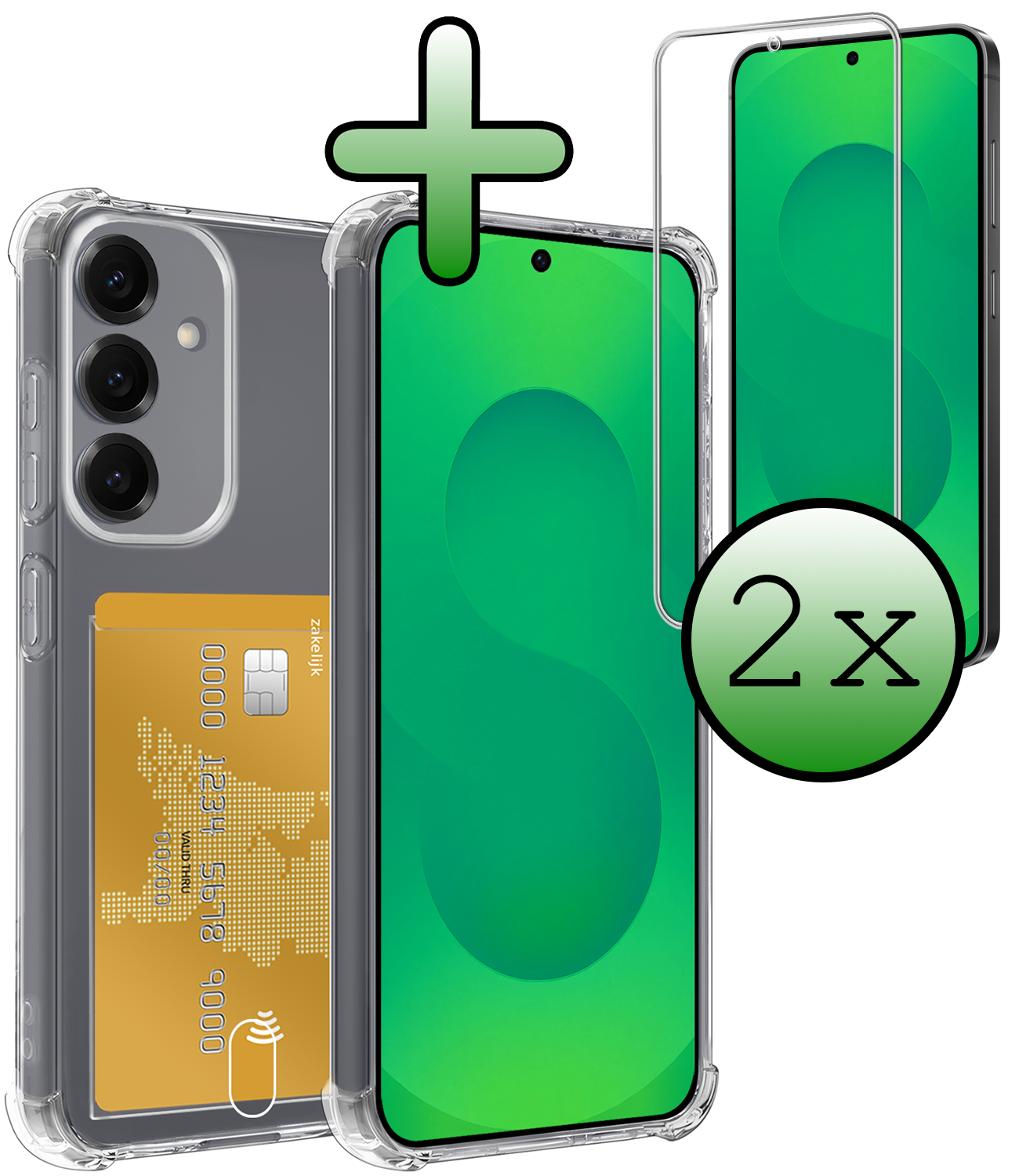 BASEY. BASEY. Samsung Galaxy S25 FE Hoesje Pashouder Met 2x Screenprotector