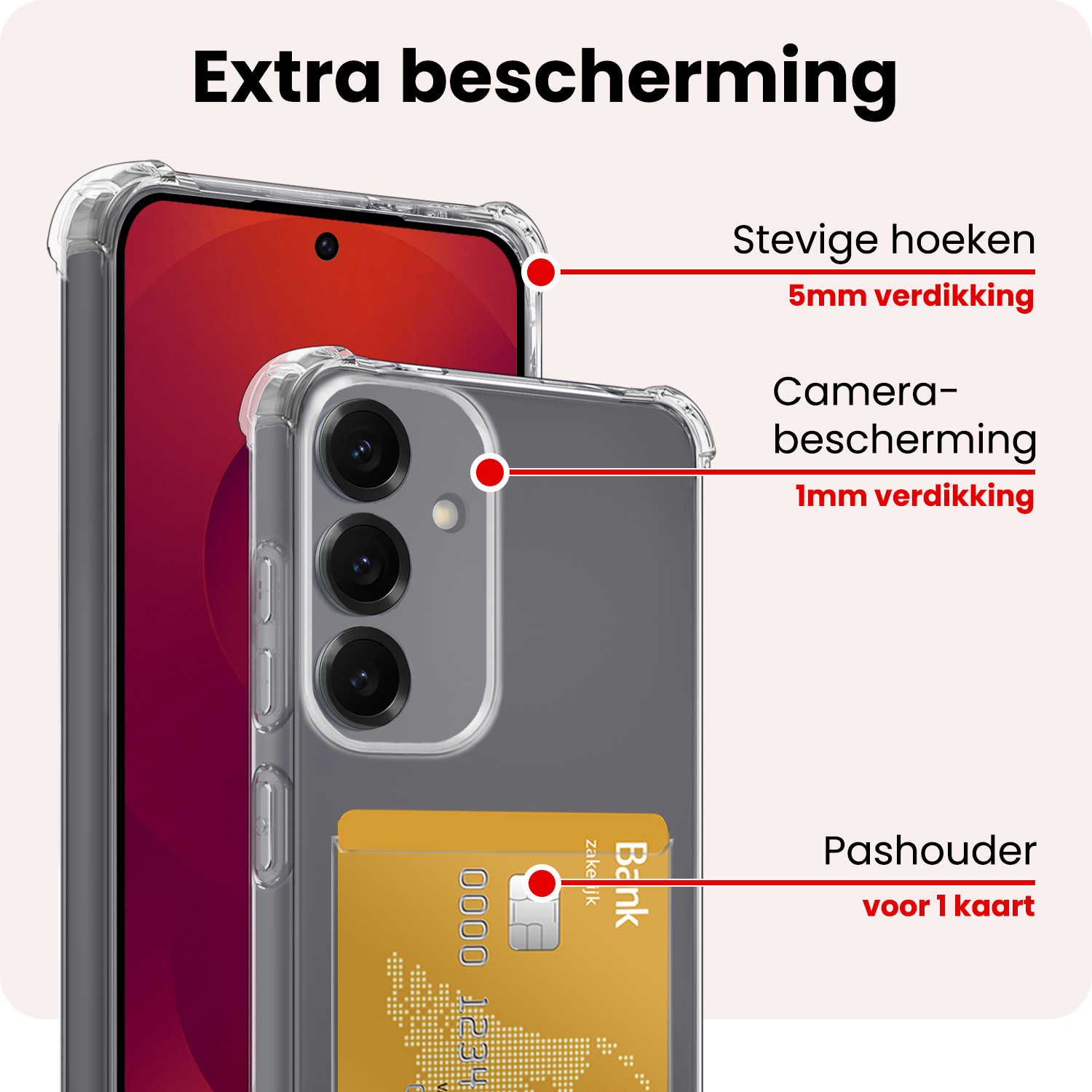 NoXx NoXx Samsung Galaxy S25 FE Hoesje Pashouder Met Screenprotector