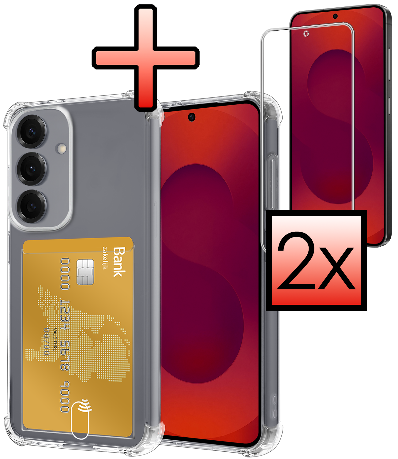 NoXx NoXx Samsung Galaxy S25 FE Hoesje Pashouder Met 2x Screenprotector