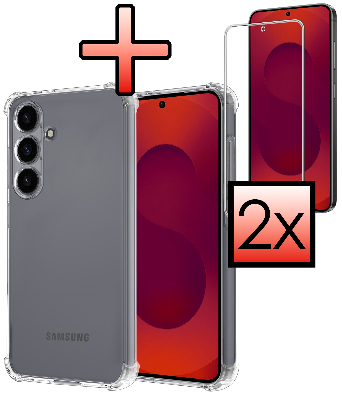 NoXx NoXx Samsung Galaxy S25 FE Hoesje Shockproof Met 2x Screenprotector