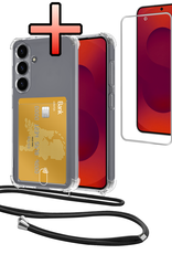 NoXx NoXx Samsung Galaxy S25 FE Hoesje Pashouder met Koord Met Screenprotector