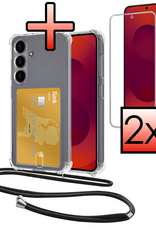 NoXx NoXx Samsung Galaxy S25 FE Hoesje Pashouder met Koord Met 2x Screenprotector