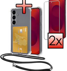 NoXx NoXx Samsung Galaxy S25 FE Hoesje Pashouder met Koord Met 2x Screenprotector