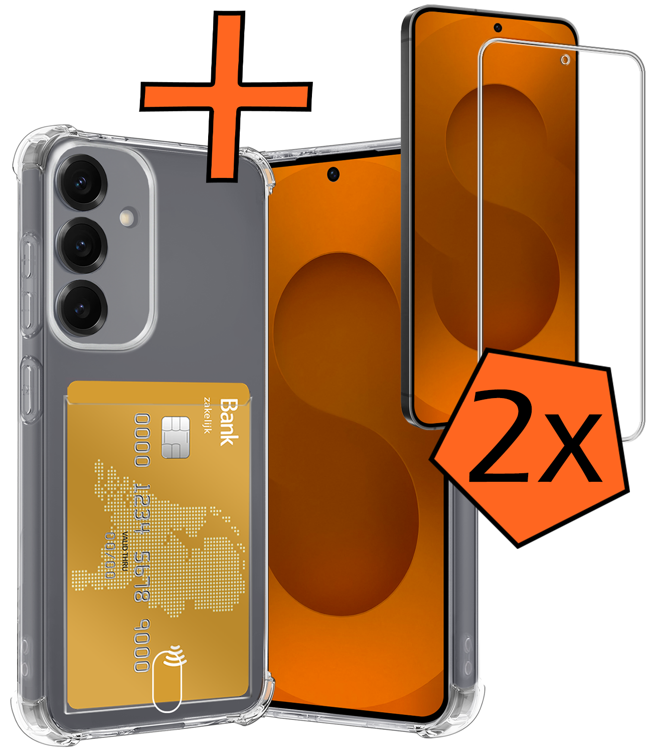 Nomfy Nomfy Samsung Galaxy S25 FE Hoesje Pashouder Met 2x Screenprotector